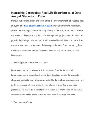 Internship Chronicles_ Real-Life Experiences of Data Analyst Students in Pune