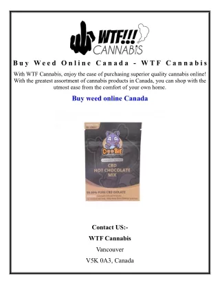 Buy Weed Online Canada  WTF Cannabis