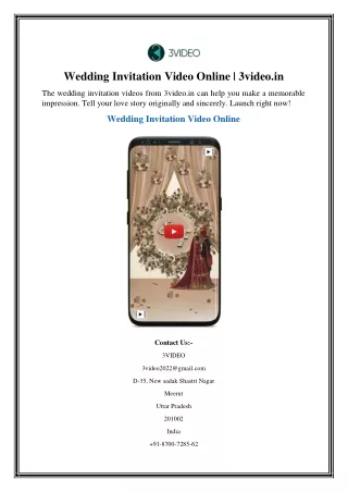 Wedding Invitation Video Online 3video.in