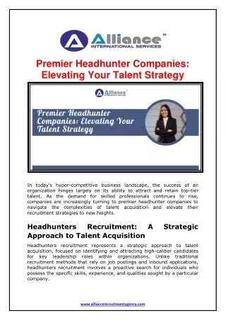 Premier Headhunter Companies - Elevating Your Talent Strategy