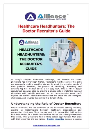 Healthcare Headhunters - The Doctor Recruiter's Guide