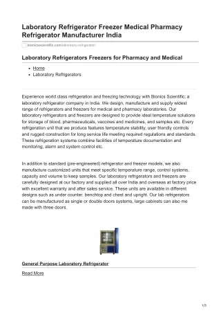 Laboratory Refrigerator Freezer Medical Pharmacy Refrigerator Manufacturer India