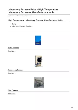 Laboratory Furnace Price - High Temperature Laboratory Furnaces Manufacturers India