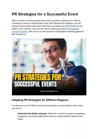 PR Strategies for a Successful Event