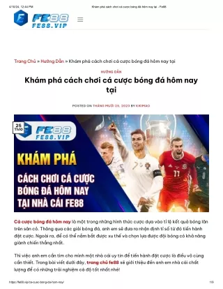 Khám phá cách chơi cá cược bóng đá hôm nay tại - Fe88