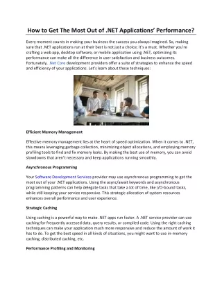 How to Get The Most Out of .NET Applications’ Performance?