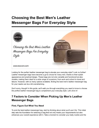 Choosing the Best Men's Leather Messenger Bags For Everyday Style