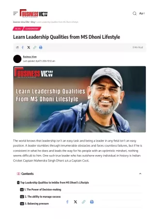 Learn Leadership Qualities from MS Dhoni Lifestyle