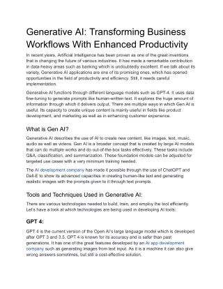 Generative AI_ Transforming Business Workflows With Enhanced Productivity