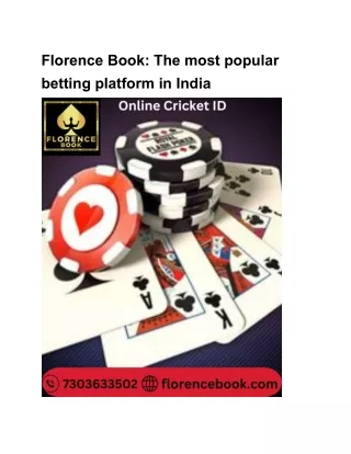 Florence Book  The most popular betting platform in India