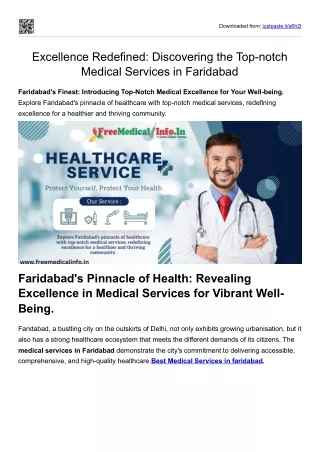 Excellence Redefined Discovering the Top-notch Medical Services in Faridabad