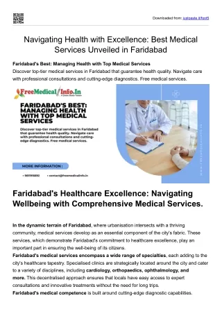 Navigating Health with Excellence Best Medical Services Unveiled in Faridabad