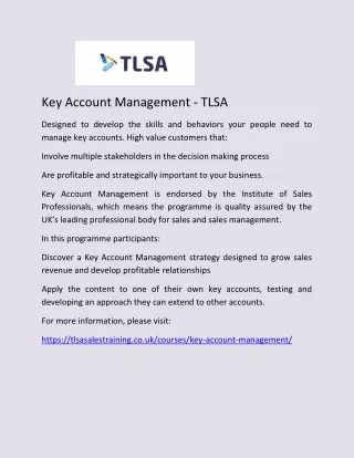 Key Account Management - TLSA