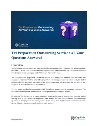 Tax Preparation Outsourcing Service
