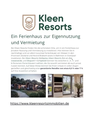 Ein Ferienhaus zur Eigennutzung und Vermietung - Kleen Resorts Immobilien