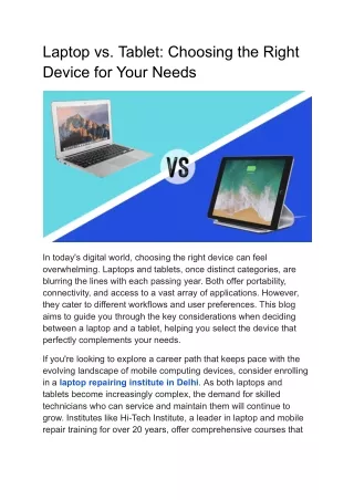 Laptop vs. Tablet: Choosing the Right Device for Your Needs