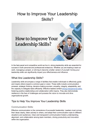 How to Improve Your Leadership Skills