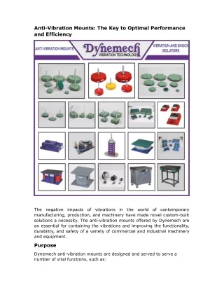 Anti-Vibration Mounts: The Key to Optimal Performance and Efficiency