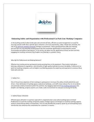 Parking Line Marking - Dolphin Line Marking