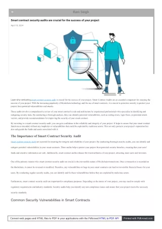 Smart contract security audits are crucial for the success of your project