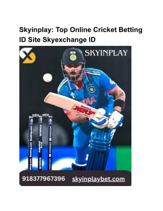 Skyinplay Top Online Cricket Betting ID Site Skyexchange ID