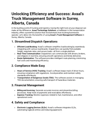 Unlocking Efficiency and Success: Avaal’s Truck Management Software- Surrey