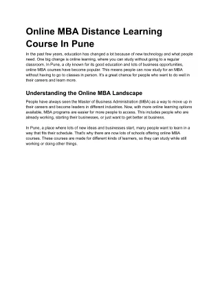 An MBA Program Online With a Comprehensive Curriculum