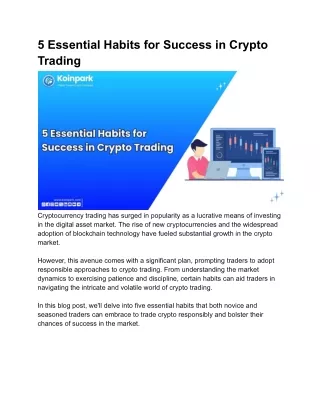 5 Essential Habits for Success in Crypto Trading