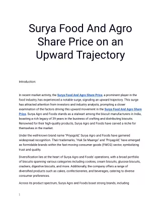 Get The Best Surya Food And Agro Share Price Only At Planify