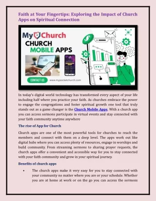 Church Mobile Apps