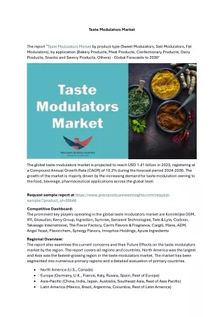 Taste Modulators Market Trends Forecast 2024