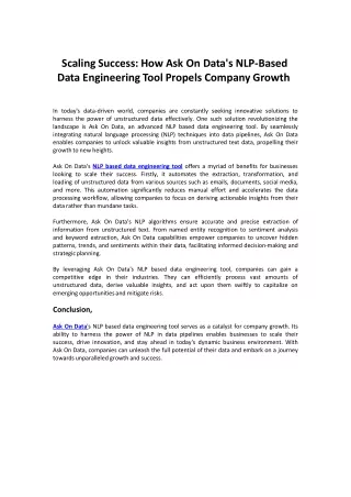 How Ask On Data's NLP Based Data Engineering Propels Company Growth