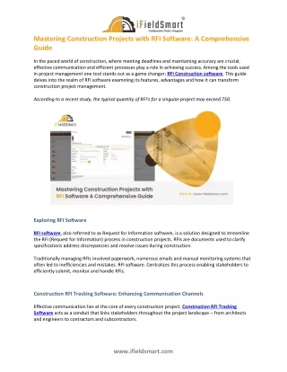 Mastering Construction Projects with RFI Software A Comprehensive Guide