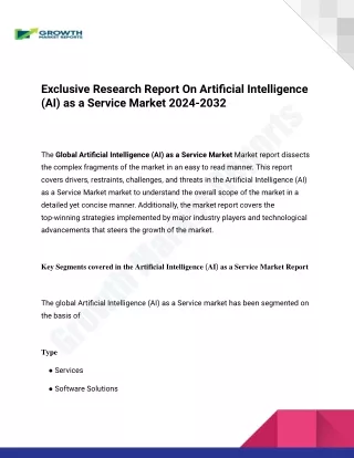 Artificial Intelligence (AI) as a Service Market