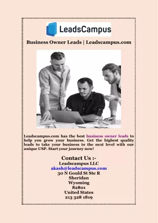 Business Owner Leads  Leadscampus com