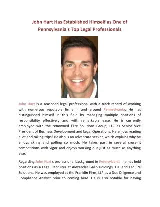 John Hart Has Established Himself as One of Pennsylvania's Top Legal Professionals