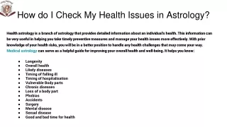 How do I Check My Health Issues in Astrology