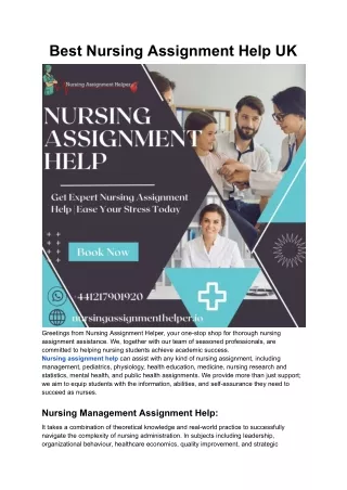 Best Nursing Assignment Help UK