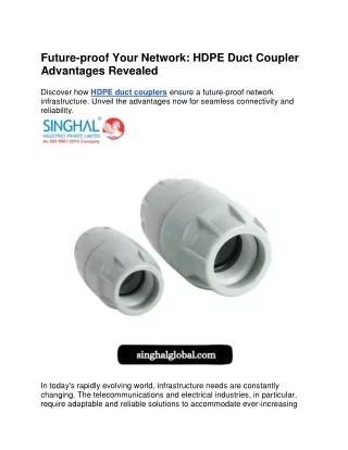Future-proof Your Network-HDPE Duct Coupler Advantages Revealed