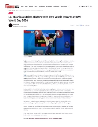 Liu Huanhua Makes History with Two World Records at IWF World Cup 2024
