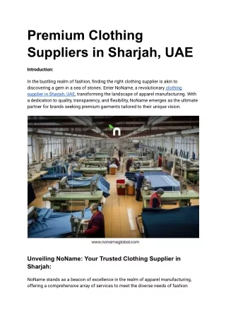 Premium Clothing Suppliers in Sharjah, UAE