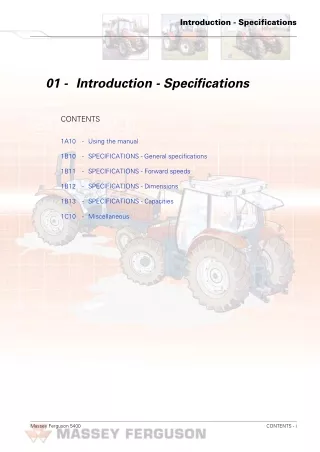 Massey Ferguson MF 5465 Tractor Service Repair Manual