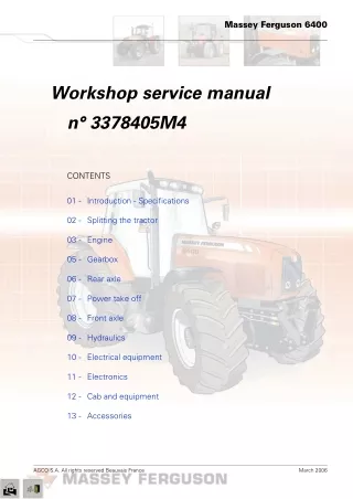 Massey Ferguson MF 6465 Tractor Service Repair Manual