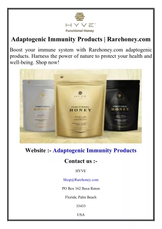 Adaptogenic Immunity Products  Rarehoney.com