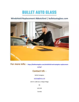 Windshield Replacement Abbotsford | bulletautoglass.com