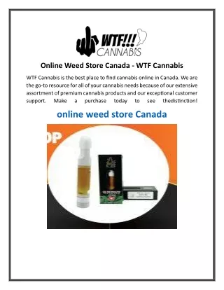 Online Weed Store Canada  WTF Cannabis