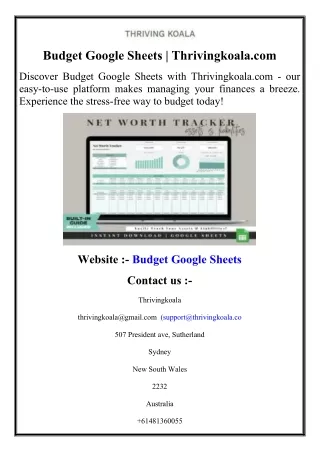 Budget Google Sheets  Thrivingkoala.com