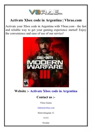 Activate Xbox code in Argentina  Vbrae.com