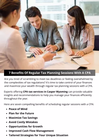 7 Benefits Of Regular Tax Planning Sessions With A CPA