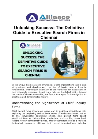 Unlocking Success- The Definitive Guide to Executive Search Firms in Chennai